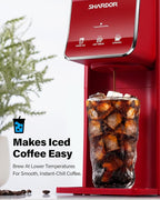 SHARDOR Hot & Iced Coffee Maker, K Cup Coffee Maker Compatible with Ground Coffee, Single Serve Coffee Machine with Bold Setting, Reusable Filter, Travel Mug Friendly, Compact Design, Red
