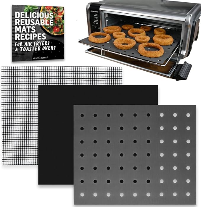 INFRAOVENS Reusable Mats Compatible with Ninja Foodi SP101 SP201 SP301 SP351, Toaster Oven Liners, Accessories for Countertop Convection Oven, Air Fryer Oven with Heat Resistant Non-Stick Liner