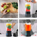 Portable Blender, 24oz Personal Blender for Shakes & Smoothies, 6000mAh, Leakproof-Lid & Sip Spout, BPA Free, USB-C Rechargebale and Self Cleaning Portable Juicer with 6 Sharp Blade, Black