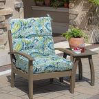 Magpie Fabrics Indoor Outdoor Tufted High Back Chair Cushion Set of 2, Waterproof All-Weather Deep Seating Rocking Chair Patio Chaise Lounge Sun Lounger Chair Cushions(Paisley Lapis Green)
