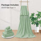 4 Pack Oversized Bath Towels Set 35"x70" Light Green Extra Large Bath Sheet Chair Towels, 600 GSM Ultra Soft and Absorbent Towels for Bathroom, Quick Dry Towel for Gym Hotel Camp Pool