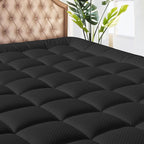MATBEBY California King Mattress Pad - Cooling Breathable Mattress Topper, Quilted Fitted Mattress Protector, Pillow Top Mattress Cover with 8-21" Deep Pocket, Soft, Machine Washable, Black, Cal King