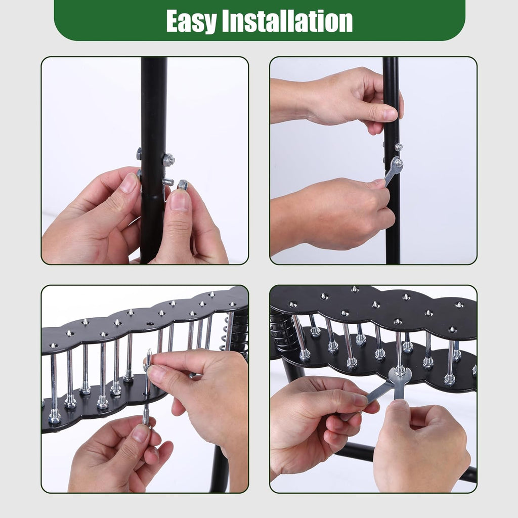 Lawn Aerator Tool, Manual Lawn Aerators with 14 Iron Spikes, Spring-Loaded Design Lawn Air Aerator Tool, Metal Manual Push Aerator, Lawn Tool for Loosening Soil Aerating Patio, Yard