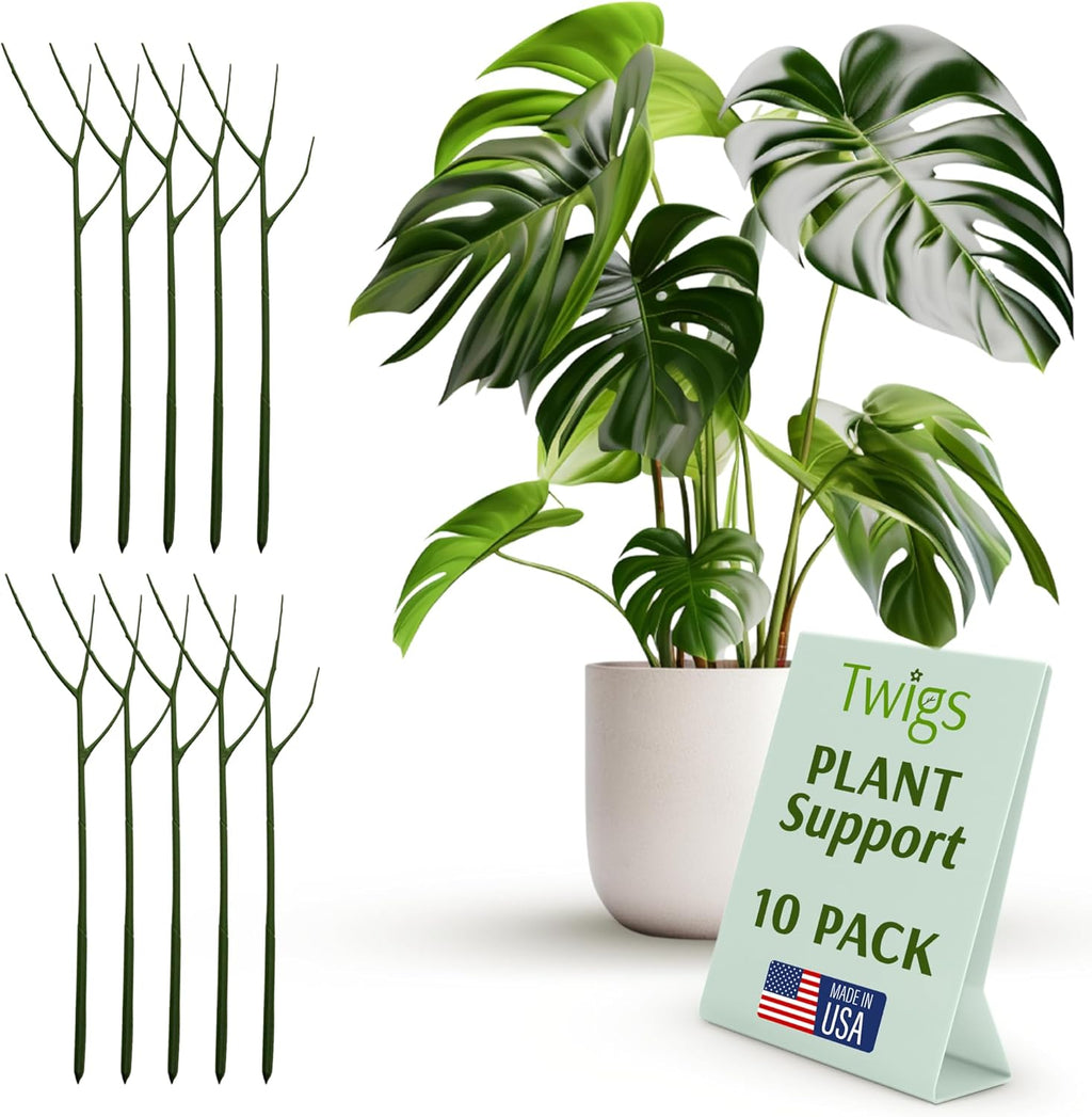 Plant Support Stakes, Stem Holder Structures for Indoor & Outdoor Use, Garden Accessories for Climbing & Potted Plants, Trellis Alternative - Monstera (Dark Green), 10 Pack, 22" L, Original