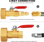 RV Winterize Blowout Adapter with 1/4" Quick Connect Plug and 3/4" Garden Water Hose Threading with Valve (4 Pack)