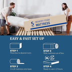 EGO White 5 Inch Twin Memory Foam, Gel Green Tea Bed in a Box, CertiPUR-US Certified, Kids Mattress for Bunk Bed, 36"×73", Medium Firm