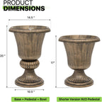 Magshion 20" Urn Planters for Outdoor Plants, Large Decorative Front Porch Planters Set of 2, Weatherproof Tall Plastic Flower Pots for Garden, Patio & Entryway Décor, Antique Brass