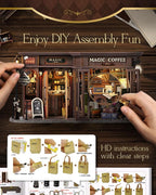 CUTEBEE Dollhouse Miniature with Furniture, Wooden DIY Dollhouse Kit Plus Dust Proof, Creative Room Idea