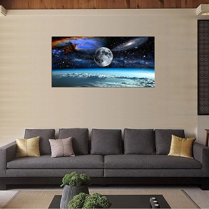 XXM WallArt FC2550 Space View From Earth Canvas Wall Art Landscape Modern Decor for Living Room, Bedroom, Kitchen, Home and Office