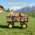 1200 lbs Steel Garden Cart, Heavy Duty Yard Utility Wagon with 10" Pneumatic Tires, Removable Mesh Sides and 180° Rotating Anti-Slip 2-in-1 Convertible Handle