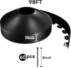 AGTEK 98FT Plastic Landscape Edging Kit 3inch Height No-Dig Garden Edging Border Lawn Edging Roll for Flower Bed Lawn Yard, Black, with 60 Anchoring Spikes