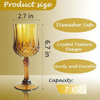 Plastic Wine Glasses，Plastic Goblets Vintage Style Cordial Drinking Glasses for Wedding Reception, Grand Event Party Supplies (48, Amber)