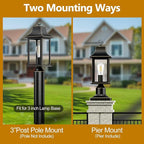 Dusk to Dawn Hardwired 120V Outdoor Post Light, 19.29" Oil Rubbed Bronze Lamp Post Fixture with Pier Mount Base, Waterproof Aluminum Pole Light for Yard, Patio, Garden, Driveway, Pathway