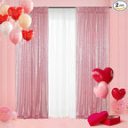 Poise3EHome Fuchsia Pink Sequin Backdrop Curtains, 2 Panels 2FTx8FT Glitter Background for Party Birthday Party Baby Shower Wedding Christmas Thanksgiving Holiday Festival Decor
