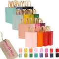 qiqee 100Pcs Small Size Paper Gift Bags with Handles - 8.3"x6"x3.15" Kraft Small Party Bags - 16 Solid Colors