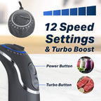 Mueller Multistick 5-in-1 Immersion Blender Handheld, 12 Speed Hand Mixer - Turbo Boost, Heaviest Duty Copper Motor, Titanium Blades Hand Blender, Milk Frother Wand, Whisk, Beaker, Chopper, Grey