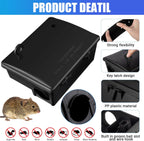 Qualirey 4 Pack Rat Bait Stations Large Rodent with Key Reusable Mouse Stations Mice Blocks Heavy Duty Boxes for Outdoor Rodents Mice Blocks, Bait Not Included, Black (9.8 x 7.5 x 3.9 Inches)