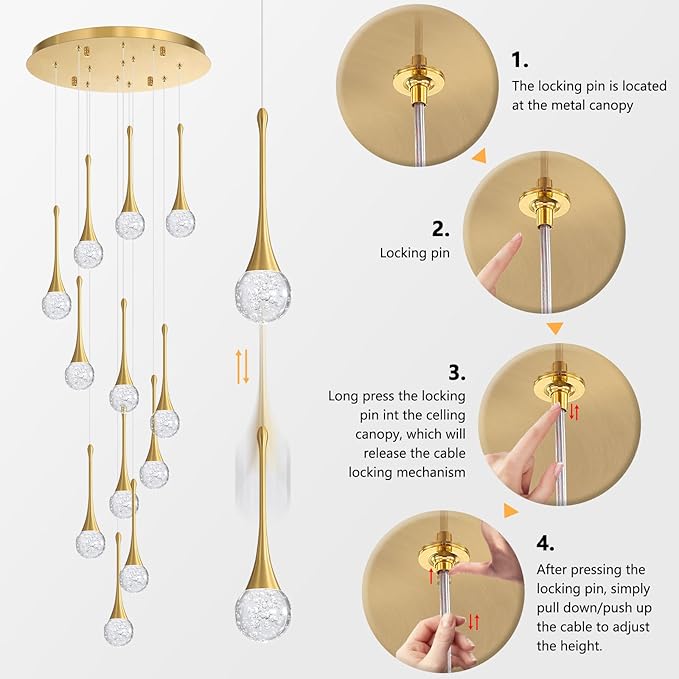 118 inches Modern Glam Crystal Chandelier for High Ceiling LED Dimmable Ceiling Pendant Light Staircase Foyer Enterway Living Room Chandelier Lighting Antique Gold 12 Lights