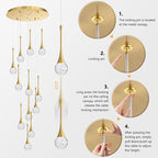 118 inches Modern Glam Crystal Chandelier for High Ceiling LED Dimmable Ceiling Pendant Light Staircase Foyer Enterway Living Room Chandelier Lighting Antique Gold 12 Lights