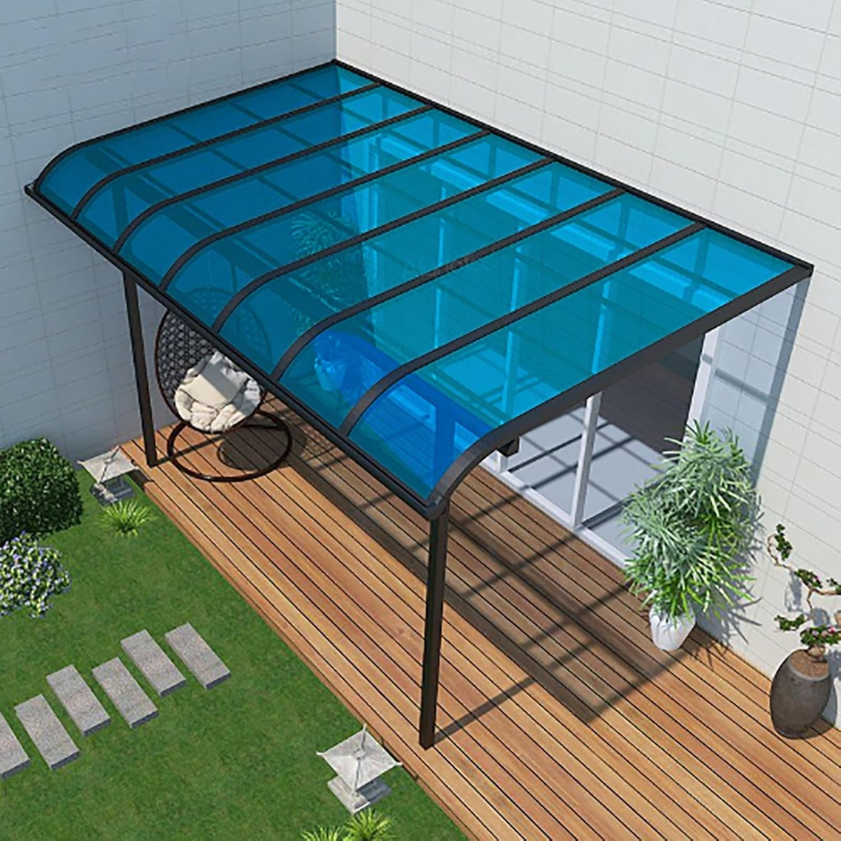 Daylighting Roof Panels Outdoor Sunshade Canopy Panels Greenhouse Panels Not Easy to Deform Easy to Assemble for Outdoor Shed Panels.(Blue,5.1x16.4ft)