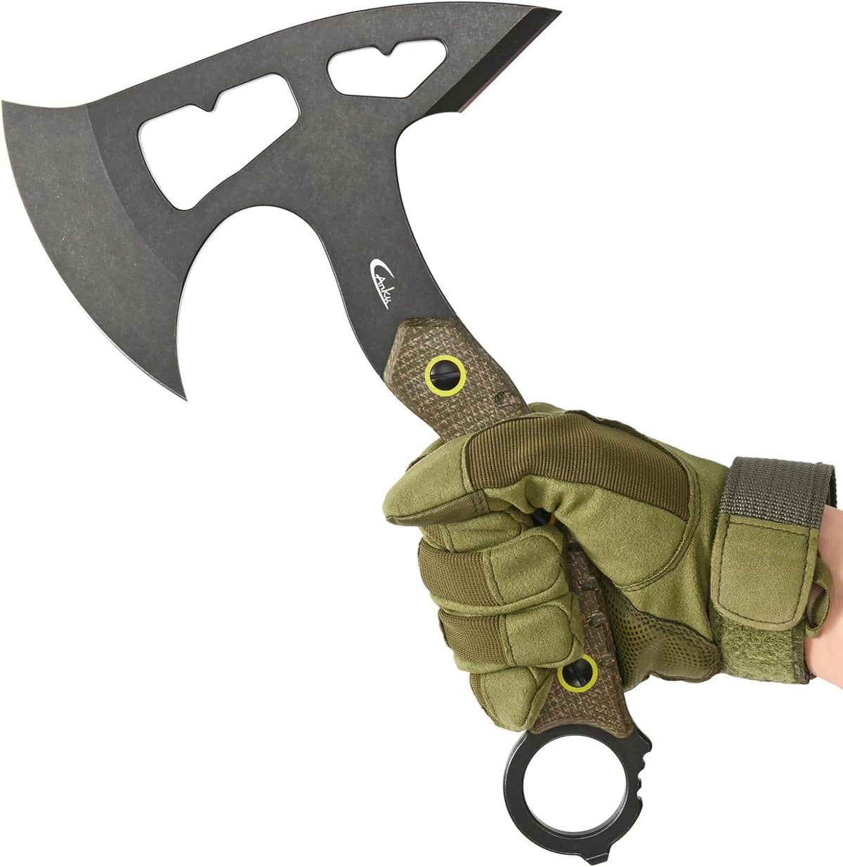 C1392 Camping Axes,DC53 Steel Blade with Micarta Handle Chopping Axe Bushcraft Camping Axes Survival Hatchet with Kydex Sheaths for Hiking Hunting Camping Splitting Chopping Wood(Green)