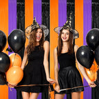 GOER 3.2 ft x 8.2 ft Metallic Tinsel Foil Fringe Party Backdrop for Halloween Birthday Graduation New Year's Party Decorations(3 Packs,Black&Orange&Purple)