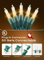 Minetom LED Clear Christmas String Lights, 100 Count 33 Feet LED Christmas Lights Bulb, Christmas Decorations Indoor, White Christma Tree Lights for Indoor Outdoor Xmas Wedding Party Festival