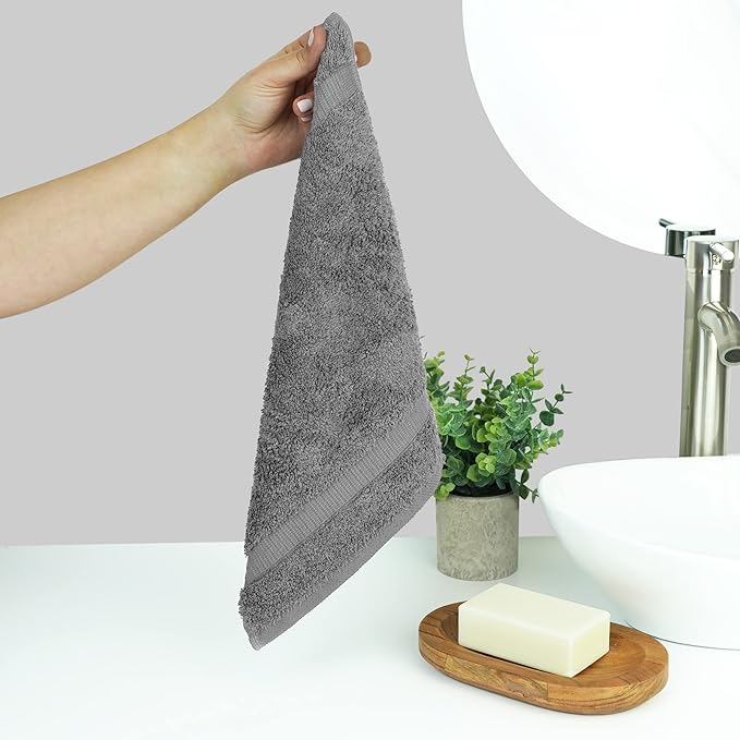 Chakir Turkish Linens | Hotel & Spa Quality 100% Cotton Premium Turkish Towels | Soft & Absorbent (Personalized 3-Piece Towel Set, Gray)