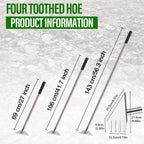 4-in-1 Garden Hoe Tool and Weeder, 56 Inch Ergonomic Long Handle Cultivator with Sharp Stainless Steel Blade, Heavy Duty Garden Hand Tiller for Weeding, Digging, Loosening Soil,Removing Moss