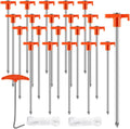 smillixin 23 Pack Tent Stakes Heavy Duty,10 Inch Non-Rust Metal Tent Pegs Camping Stakes,Ground Stakes Tent Spikes for Camping,Garden,Hiking,Grassland,with 1 Pcs Hooked Head & 2 Pcs 10FT Ropes