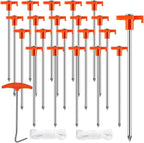 smillixin 23 Pack Tent Stakes Heavy Duty,10 Inch Non-Rust Metal Tent Pegs Camping Stakes,Ground Stakes Tent Spikes for Camping,Garden,Hiking,Grassland,with 1 Pcs Hooked Head & 2 Pcs 10FT Ropes