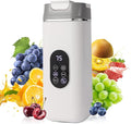 Portable Personal Blender with 12 Stainless Steel Blades – USB Rechargeable for Smoothie Shakes,14 Oz/420ML Cup and Extra Handle Lid, for Travel Sports Gym (White)