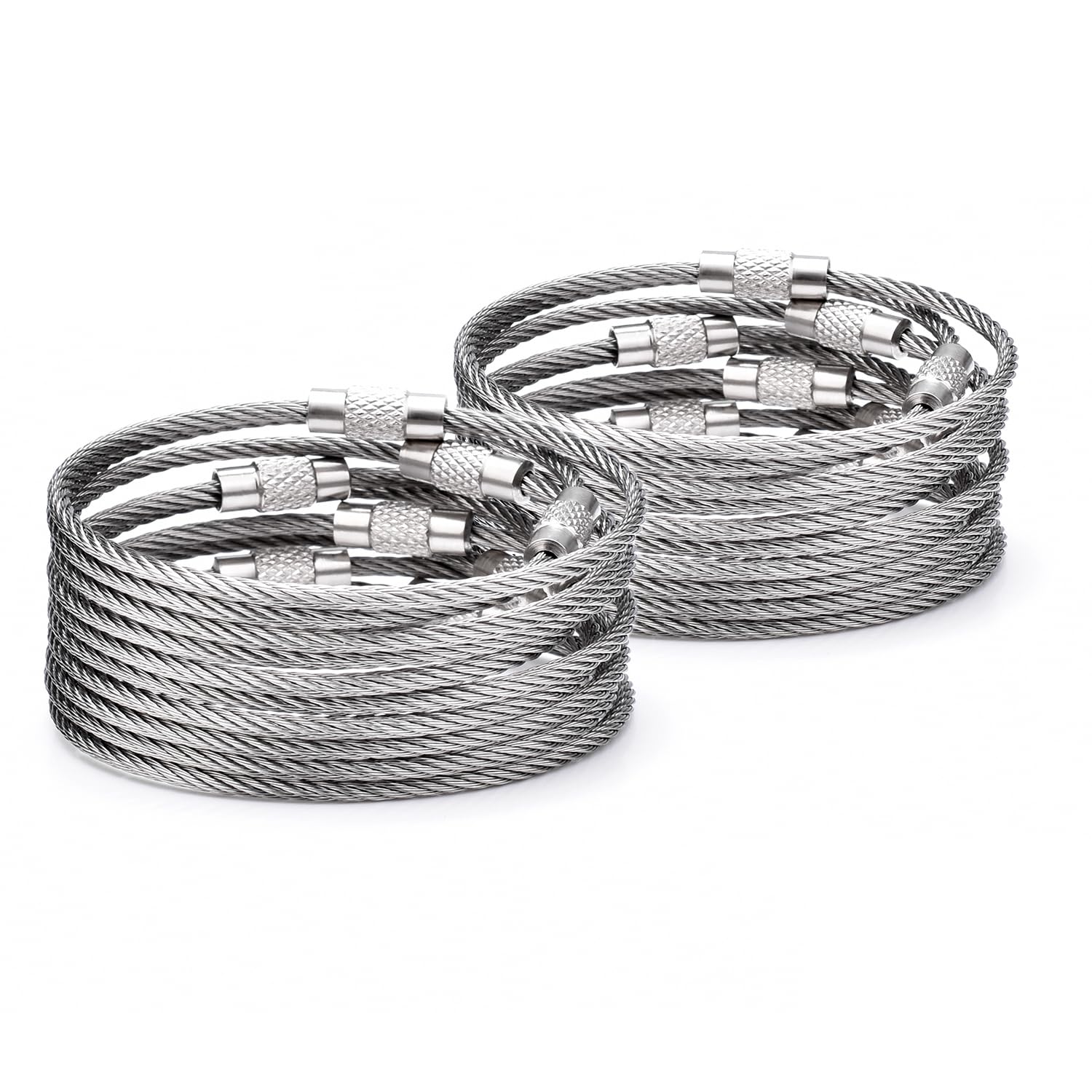100 Pack Wire Key Ring Large Cable Key Chain Rings 6 Metal Keychain Keyring Loop Bulk for Outdoor Luggage Tags(THICK: 2MM)