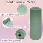 Sage Green Tulle Fabric Roll Spool Bolt (54 Inch by 40 Yards) Large Tulle Wedding Party Decoration, Tutu Skirt, Table Runner, Gift Wrapping, Bridal Shower, Soft & Drape (Sage Green)
