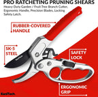 Pruning Shears for Gardening with Gloves - Heavy Duty Garden Shears, Aluminum Hand Pruners with TPR Grip Handle, 8 inch 3.55mm Thick Blade - for Branches, Flowers & Plants (Red)