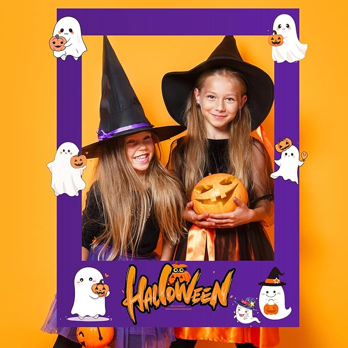32 x 24 Inch Large Blank DIY Photo Booth Props Picture Frame Party Frame DIY Photo Booth Props Selfie for Birthday, Graduation, Christmas Holiday Party(Purple,Halloween)