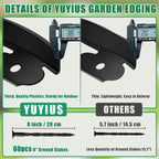 Landscape Edging - Garden Edging Border 40FT 2IN Tall with 60 Stakes, No Dig Lawn Edging for Landscaping for Garden Bed, Yard, 0.15" Thick Flower Bed Border Edging with Connector for Outdoor