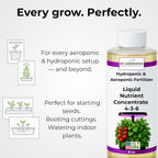Liquid Plant Food – Hydroponics Nutrients for Indoor House Plants, Tomato, Strawberry, Lucky Bamboo, Lettuce, Vegetable Garden & Herbs – Aero Nutrients Liquid Fertilizer for All Growing Systems (8 oz)