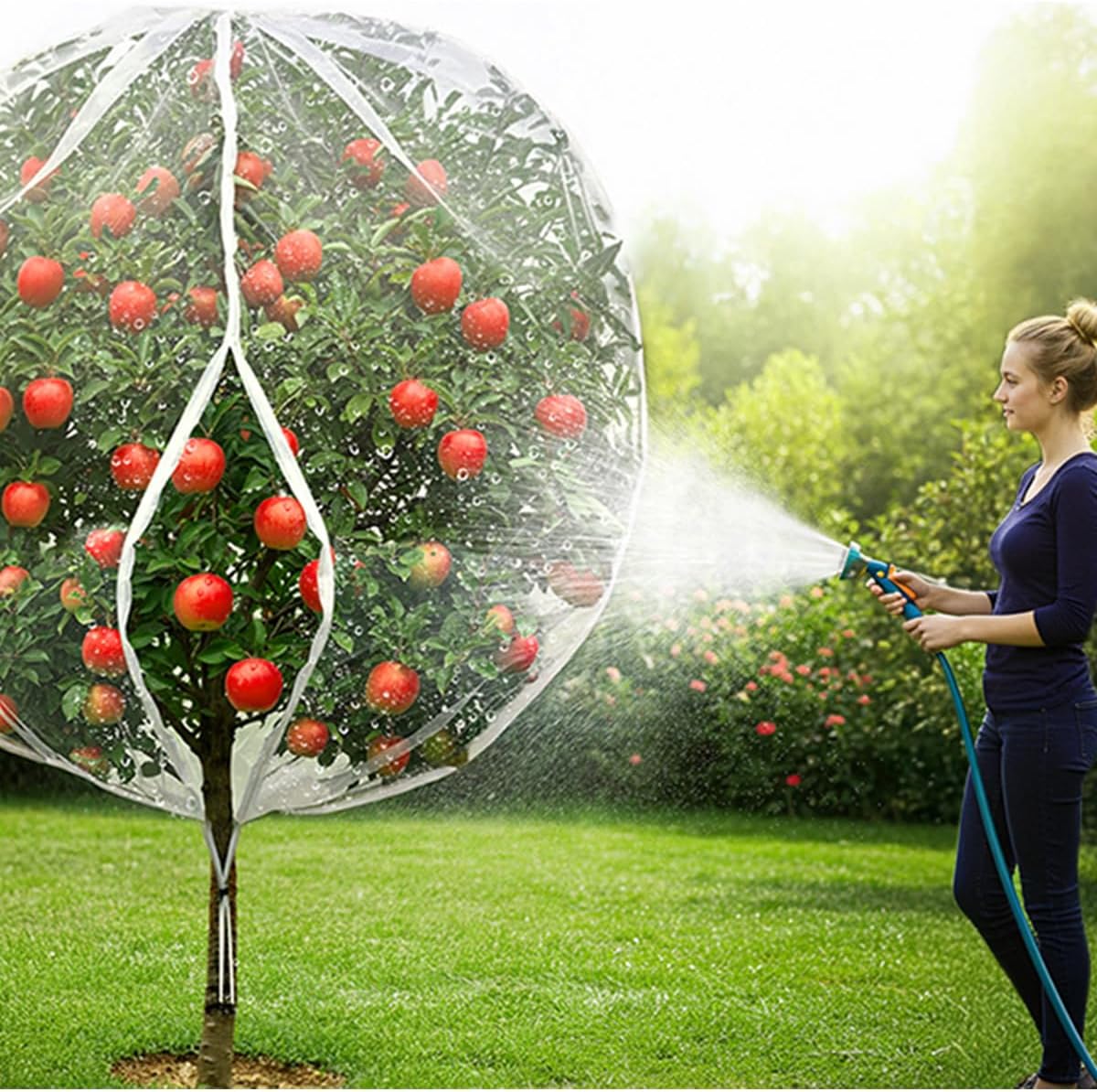 7.3×6Ft Fruit Tree Netting Cover with Drawstring/Zipper- Bird Garden Mesh Netting Protect Tomato Blueberry Bushes from Cicada/Insect/Bug/Squirrel, Plant Netting Cover Pest Barrier,2 Pack