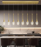8 Light Modern Glam Crystal Rectangular Chandelier for High Ceiling LED Dimmable Ceiling Pendant Light Kitchen Island Staircase Foyer Enterway Living Room Chandelier Lighting Antique Gold