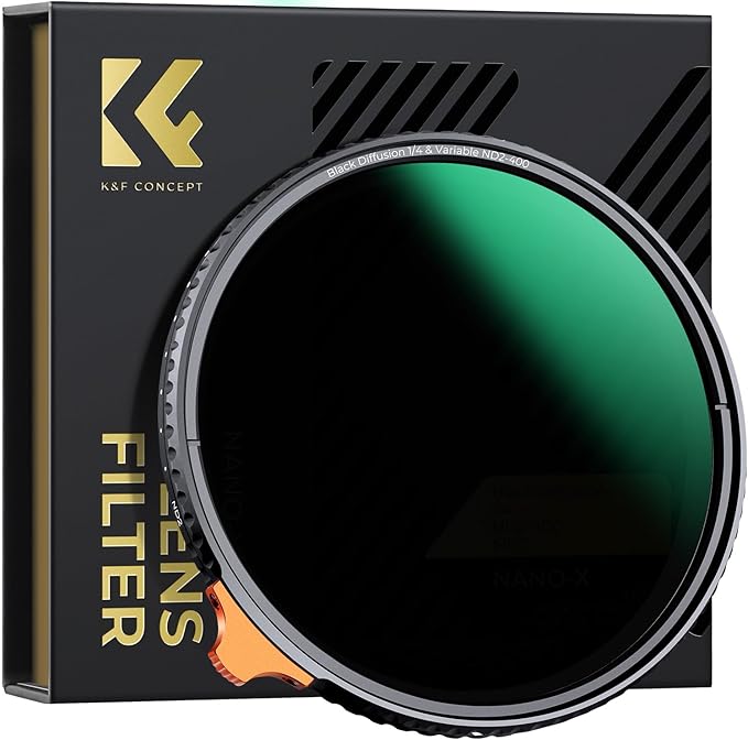 K&F CONCEPT 72mm Black Diffusion Mist 1/4 Effect & Variable ND2-400 (1-9 Stops) ND Lens Filter 2 in 1, Putter Adjust Multi-Function Filter for Camera Lens with 28 Multi-Coated (Nano-X Series)