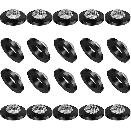 20 Pcs Hose Washer with Screen Filter Washers Stainless Steel & Black Rubber Filter Gasket for 1" Inlet, Fits 5/8" Washing Machine & 3/4" Garden Hose Connector