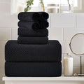 8 Piece Large Black Family Bath Towel Set-2 Oversized Bath Towel Sheets,2 Hand Towels,4 Washcloths-600GSM Soft Highly Absorbent Quick Dry Beach Chair Towels Woven Towels for Bathroom Hotel and Spa