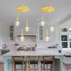 Flashing God 3 Pendant Lights Gold Farmhouse Light Fixtures Kitchen Island Lighting Small Crystal Hanging Chandeliers Modern Ceiling Pendant Light for Dinning Room Bedroom Hallway Bar