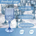Plastic Wine Glasses，Plastic Goblets Vintage Style Cordial Drinking Glasses for Wedding Reception, Grand Event Party Supplies (24, Blue)