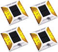 Aolyty Solar Driveway Dock Lights, IP68 Waterproof Solar Deck Lights Outdoor Warning Step Lights Reflective Road Marker for Sidewalk Stair Garden Pathway Walkway (4 Pack, Yellow)