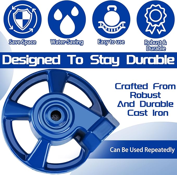Domensi 1 Pack Cast Iron Lawn Sprinklers for Yard Heavy Duty Metal Garden Water Sprinkler American Threaded Joints for Lawn Garden Yard Irrigation System, Blue