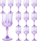 Plastic Wine Glasses，Plastic Goblets Vintage Style Cordial Drinking Glasses for Wedding Reception, Grand Event Party Supplies (12, Purple)