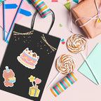 METRONIC 20 Pack 5.25x3.75x8 Small Black Gift Bags, Kraft Paper Shopping Bag with Handles for Small Business, Boutique, Gift Wrap, Bulk
