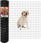 Black PVC Coated Welded Wire Fence 48 Inch x 50 Foot, 2 Inch x 3 Inch 16GA, Garden Border Fencing Roll Vinyl Coating Metal Wire Mesh for Yard Vegetable Plant Protection Poultry Netting